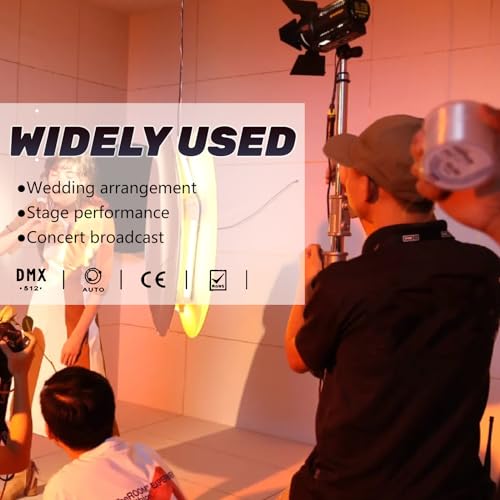COB Stage Lights with Barn Doors, COB Par Light 200W LED RGBWAUV DMX512 Master-Slave Sound DJ Lighting Spotlight Fresnel for Church Concert Wedding