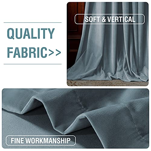 H.VERSAILTEX Room Darkening Velvet Curtains for Bedroom, 63" L, Stone Blue - color: Stone Blue, size: 52"W x 63"L (Pack of 2)