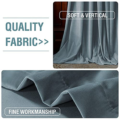 H.VERSAILTEX Room Darkening Velvet Curtains for Bedroom, 63" L, Stone Blue - color: Stone Blue, size: 52"W x 63"L (Pack of 2)