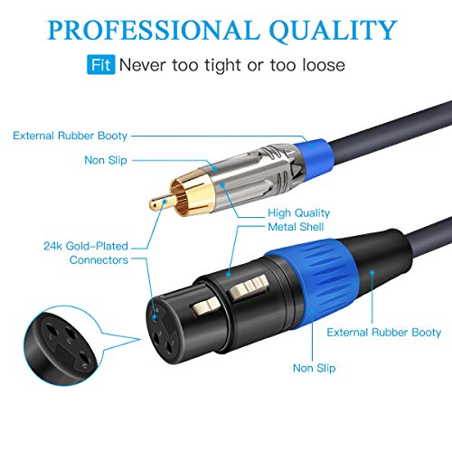 Jolgoo XLR to RCA Cable - Dual Female to Dual Male, 3.3 Feet, HiFi Audio, OFC Wire, for Amplifier, Mixer, Microphone - size: 3.3 Feet, style: Dual XLR Female to Dual RCA Male