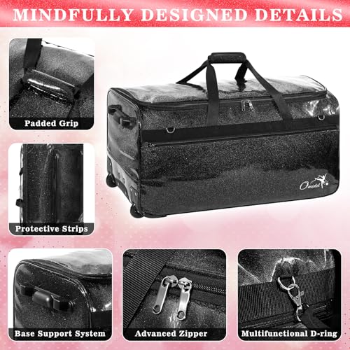 Dance Bag with Garment Rack and Curtain, 23" Dance Competition Duffle Bag | Glitter Waterproof Fabric | Portable Dance Changing Room Suitcase for Dancers, Athletes and Cheerleaders - color: 23" Glitter Black