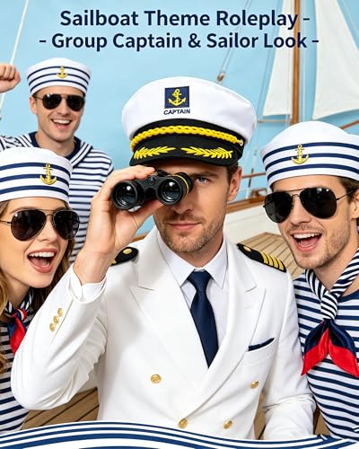 QLINLEAF Yacht Captain Hat Sailor Hat Boat Costume for Men Women Captains Halloween Costumes Dressing up Party White