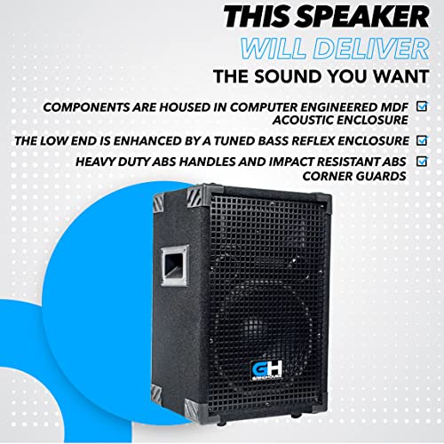Grindhouse Speakers - GH10L-Pair - Pair of Passive 10 Inch 2-Way Loudspeaker Cabinet - 600 Watt each Full Range PA/DJ Band Live Sound Speaker - size: Pair