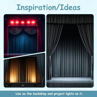 Extra Wide Two Layers One Piece Trade Show Booth Backdrop, Black, 25x10ft | Chiffon Tulle & Polyester, Extra Wide Blackout Curtains, Theatrical Backdrops - color: Black, size: 120"W x 300"L (Pack of 1)