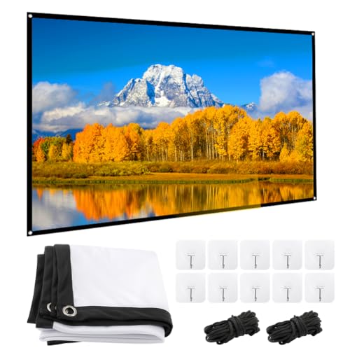 Projector Screen, 4K HD Home Movie Projection Screen, 60"|72"|84"|100"|120"|150" Anti-Crease Theater Screens Indoor Outdoor (Thickened 100 INCH) - size: Thickened 100 INCH