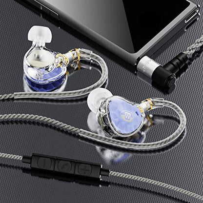 BASN ASONE 14.2mm Planar Driver in-Ear Monitors Headphones, Blue | 14.2mm Planar Driver for Precise Audio Detail, OCC/In-Line Mic Two Detachable MMCX Cables for Musicians Audiophiles - color: Blue