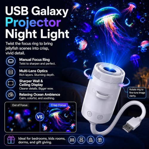 2-in-1 Galaxy Projector Night Light with 13 HD Projection Slides, USB Portable Starry Sky Night Light with 360° Rotation & Dual Auto-Off , Mini LED Ceiling Wall Lamp for Car Decor Bedroom Adults Gifts