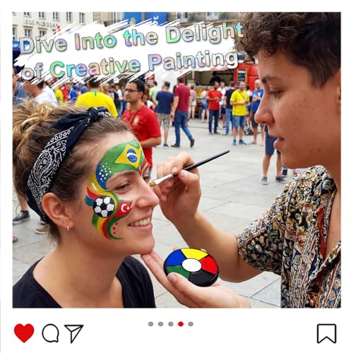 6 Color Face Paint Wheel for Soccer Game – Waterproof Face Body Paint Cream, Portable Design with Red White Blue Yellow Green Black, Hypoallergenic Non-Toxic for Soccer Fans Game Day Tailgate