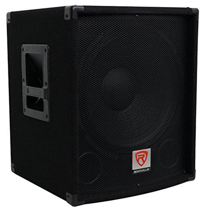 Rockville SBG1154 15" 800W Passive 4 Ω Pro DJ Subwoofer, Mdf/Pole Mount | 800W Peak / 400W RMS, 70 Oz Magnet, 3" Voice Coil, Ported Enclosure, SpeakON I/O, Steel Grille, Recessed Handles - style: 4 Ohm