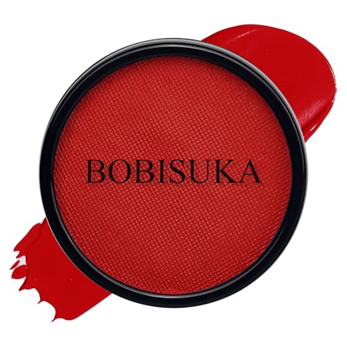 BOBISUKA Devil Red Face Body Paint, Water-Based Face Painting Kit & Body Paints, Non-Toxic Facepaint for Halloween Demon Gothic Vampire La-Catrina SFX Makeup, Costume Cosplay Party Theater & Stage - color: Red