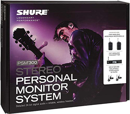 Shure PSM300 P3TR112TW Wireless In-Ear Personal Monitoring System with SE112 Earphones, Twinpack - J13 Band - size: Twinpack, style: J13 Band (566-590 MHz)