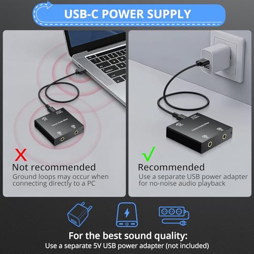 CAMWAY 3.5mm Audio Mixer 2-Channel,Clear Sound,No Echo,Dual-Device Mixing Output,Gold-Plated Connectors, Active Mixer Used with PC,Game Consoles,Phone,MP3 for Streaming,DJ,Home Recording,Desktop Audio - size: 2.2x2.2x0.6 in