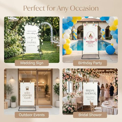 Wedding Welcome Sign Stand Fabric Banner Stand With Design Bundle Rose Vine | Cloth Linen Sign Holder Easel Stand for Sign Poster, Bridal Baby Shower With Stand Adjustable Welcome to Our Wedding , Black - color: Black