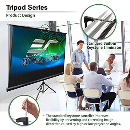Elite Screens Tripod, 113-Inch 1:1 Portable Projector Screen with Stand– MaxWhite 2, 1.1 Gain, Adjustable Indoor Outdoor Pull Up Projection Screen for Home Theater, Office & Classroom, T113NWS1, White - size: 113-inch/ 1:1/ White