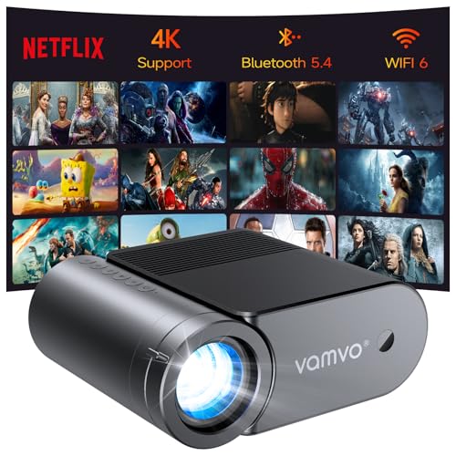 Home Projector with WiFi and Bluetooth, Native 1080P Mini Movie Projector, 200 ANSI, Wired Screen Mirroring, HDMI USB Type‑C, Video Projector for Home Theater Indoor & Outdoor Movie - color: Black