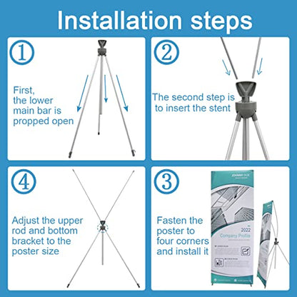 2 Pack X Frame Banner Stand Fits Any Banner Adjustable Size 23"X63" to 32"X78", Portable Travel Bag & Load-bearing Bag for Advertising, Stores, Tradeshow, Restaurant, Event, Birthday & Party (Outdoor)