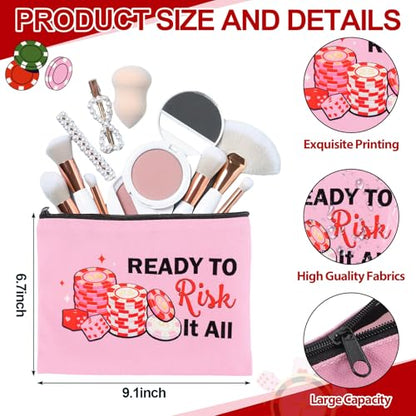 Reginary 12 Pcs Casino Gifts Casino Makeup Bags for Women | Casino Cosmetic Bags for Gambler, Gamblings Travel Zipper Pouches, Lucky in Love Bachelorette Themed Party Favors - style: Gambler