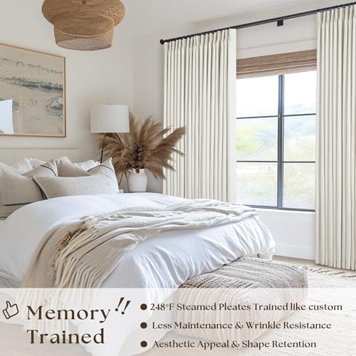 100% Blackout Pinch Pleated Linen 84 Inch Curtains 60 Inch Width Natural - color: Natural Linen, size: 60"W x 84"L (Pack of 1)