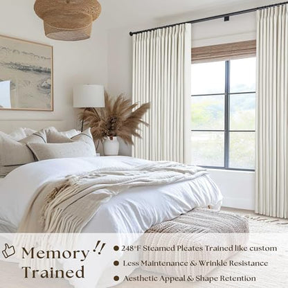 100% Blackout Pinch Pleated Linen 84 Inch Curtains 60 Inch Width Natural - color: Natural Linen, size: 60"W x 84"L (Pack of 1)