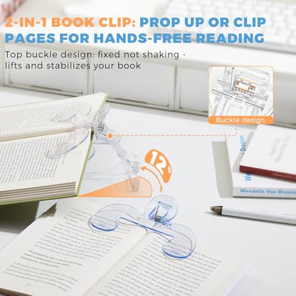 Transparent Book Page Holder, 12° Book Opener Clip | Portable Book Clips to Hold Book Open, Notebook Clips for Reading, Magzines Fixing Manuscripts, Suitable for Teacher Clerk - color: Transparent