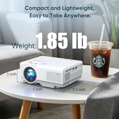 NISOO Mini Projector with WiFi and Bluetooth, 1080P Outdoor Movie Projector | 2-way Bluetooth Speaker, WiFi6, 1080P home theater, Compatible with Phone/PC/TV Stick/Roku/PS/DVD/HDMI/USB, Timer shutdown - style: WiFi