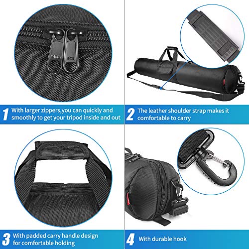HEMMOTOP Tripod Bag All-Around Thick Padded Case Portable 47x7 in -R12018 | Heavy Duty, Nylon, Hand-Held and Shoulder-Back, 2 Zippered Pockets, for Carrying Speaker Stand, Fishing Pole, Telescope - size: 47" L x 7" D