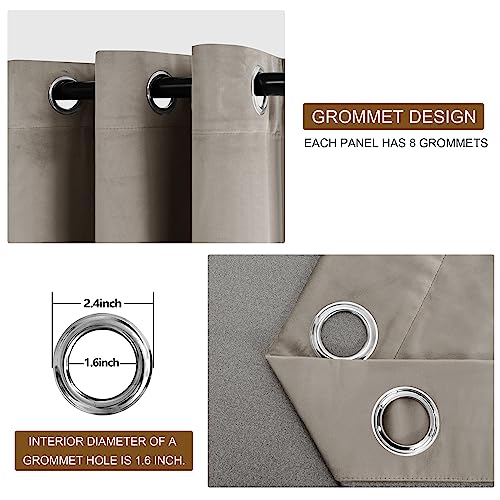 DWCN Velvet Curtains Taupe 63 inches Long- Room Darkening Light Blocking Window Drapes for Nursery Bedroom, Living Room, Tieable Solid Grommet Curtains & Drapes, W52 x L63, 2 Panels - color: Taupe, size: 52"W x 63"L (Pack of 2)