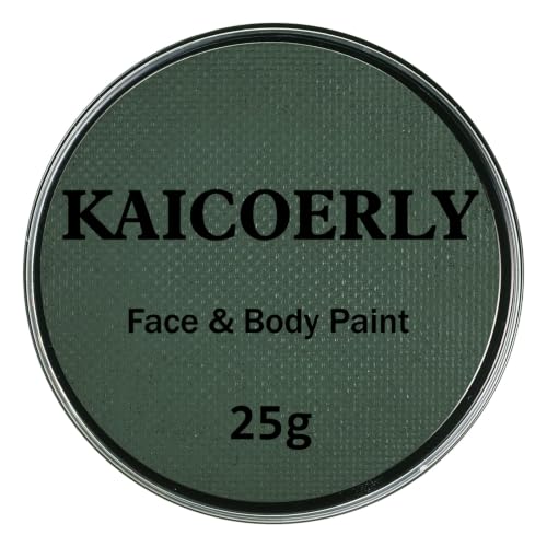 Water Based Cream Face Body Paint Palette, Halloween Makeup (Dark Green) | Professional Water Activated Non-toxic Washable Face Paint for Adults, Halloween Carnival Cosplay, SFX Theater Makeup - color: Dark Green