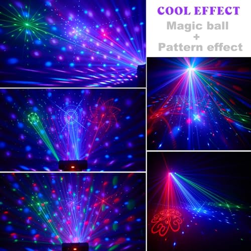 DJ Lights for Parties, Pro 7 in 1 DMX & Sound Activated DJ Lights Show Machine with Disco Ball Light, UV Black Lights - Sound Activated LED Lighting for Home, Karaoke, Birthday and DJ Events World Cup - color: 4 Head