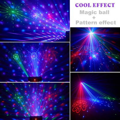 DJ Lights for Parties, Pro 7 in 1 DMX & Sound Activated DJ Lights Show Machine with Disco Ball Light, UV Black Lights - Sound Activated LED Lighting for Home, Karaoke, Birthday and DJ Events World Cup - color: 4 Head