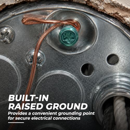 OHLECTRIC 4” Round Steel Pancake Electrical Box (4 Pack)| 1/2" Deep Box with Four 1/2” Knockouts, Fire Rated | Ideal for Lighting Fixtures, Switches and Receptacles - size: 1/2" KO Pancake Box with Raised Ground