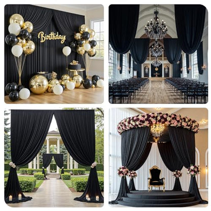 40x12 ft Black Backdrop Curtains for Weddings Parties, Birthdays and Photos - color: Black, size: W5' x H12'(8 panels)