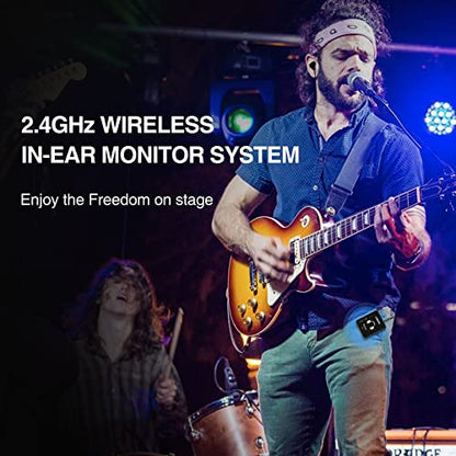 LEKATO Wireless in Ear Monitor System 2.4GHz, Stereo in-Ear Monitoring with Transmitter Receiver Clip-On, One to Many, Auto-Pairing, Wireless IEM for Band Rehearsal,Studio, Church,Small Gigs(MS-1) - color: Black
