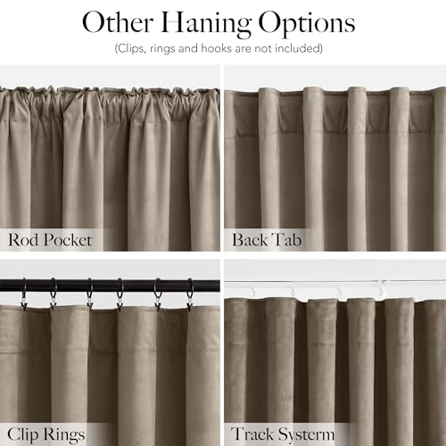 RYB HOME Taupe Velvet Curtains 84 inches Long for Bedroom - color: Taupe, size: 52"W x 84"L (Pack of 2)