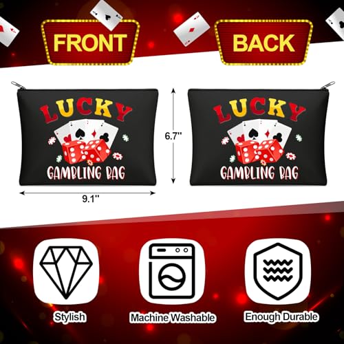 Reginary 12 Pieces Casino Makeup Bags Lucky Gambler Gift Dice Poker Chips Cosmetic Bags Zipper Pouch Slot Machine Casino Lover Gift for Women Christmas Birthday Poker Night - style: Casino