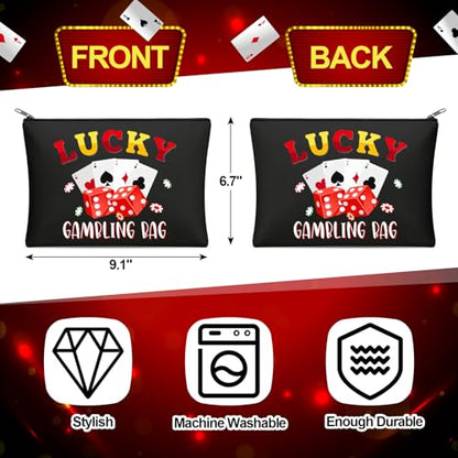 Reginary 12 Pieces Casino Makeup Bags Lucky Gambler Gift Dice Poker Chips Cosmetic Bags Zipper Pouch Slot Machine Casino Lover Gift for Women Christmas Birthday Poker Night - style: Casino
