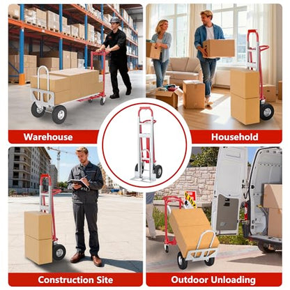 4 in 1 Convertible Hand Truck-1,000lb Heavy-Duty Folding Hand Truck Dolly Cart with Solid Wheel, 1000LBS Heavy Duty Steel Dolly for Logistics, Warehouse, Home, Office Moving, Delivery - size: 4 Wheels with 1000 lbs capacity(steel)