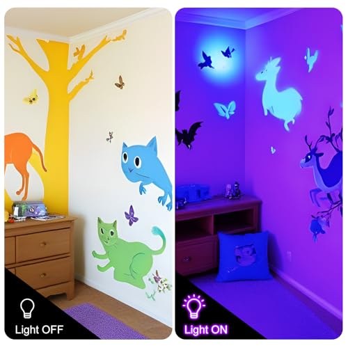 T-SUN 30W LED Black Lights 4 Pack, Blacklight Flood Light with Plug | Outdoor Waterproof Black Flood Lights for Halloween Decoration, Neon Glow for Party Fluorescent Poster, Body Paint