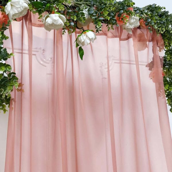 Tableclothsfactory Dusty Rose Sheer Premium Chiffon Curtain Panel Backdrop Drapery with Rod Pockets | 5ft x14ft - color: Dusty Rose, size: 5ftx14ft