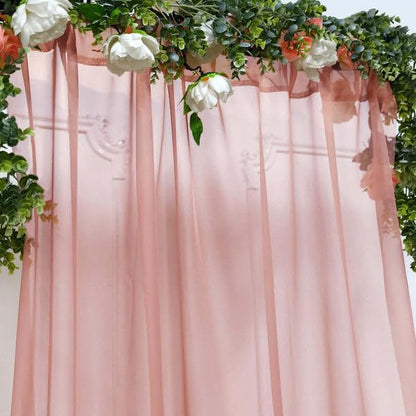 Tableclothsfactory Dusty Rose Sheer Premium Chiffon Curtain Panel Backdrop Drapery with Rod Pockets | 5ft x14ft - color: Dusty Rose, size: 5ftx14ft