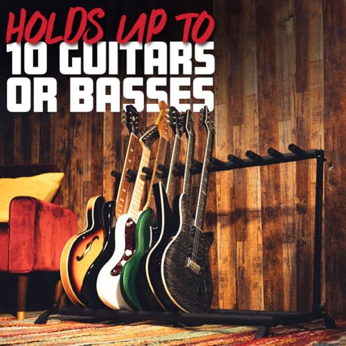 Gator Rok-It Multi Guitar Stand Rack with Folding Design, Holds up to 10 Electric or Acoustic Guitars (RI-GTR-RACK10) - style: 10 Guitars