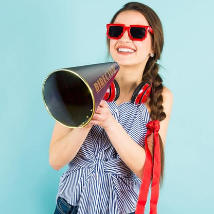Windy City Novelties Director’s Megaphone Prop – 13” Black & Gold Movie Night Party Decor, Hollywood Theme, Photo Booth Prop, Cosplay & Theater Accessory