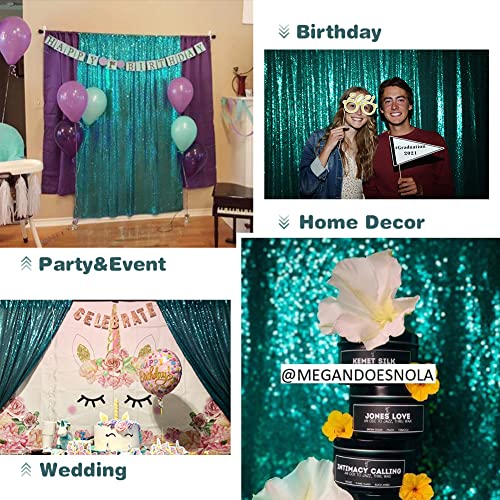 Eternal Beauty Teal 3mm Sequin Backdrop 2x8 Ft 2 Pack Wedding | Dense Sparkle Fabric With Breathable Mesh Backing And Rod Pocket For Parties And Photo Booth Events - color: Teal, size: 2Ftx8Ft