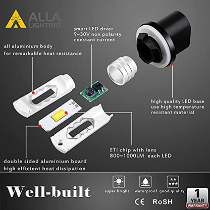Alla Lighting 3800lm 899 880 LED Fog Light Bulbs, Super Bright PG13 Base 884 885 887 893 H27 H32, ETI 56-SMD (3000K Golden Yellow) - color: 3000K Golden Yellow