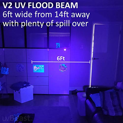 V2 385-395nm Black Light UV Flashlight | High Definition, Flood Effect, Commercial/Domestic Use, Works Even in Ambient Light, USA Stock, Engineered by uvBeast