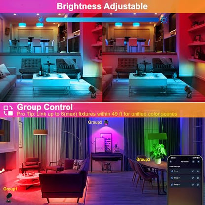 T-SUN 2 Pack LED Spot Lights Indoor with Smart APP & Remote,16M Colors - size: 2 Pack