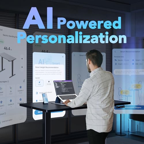 HUANUO AI-Powered Smart Electric Standing Desk, 32 Inch, Black | AI App & Voice Control via Alexa, Google Assistant & Siri Shortcuts, 28.3–46.5-Inch Height, Compact 32-Inch Desk, 3 Settings - color: Black, size: AI-32" X 19"