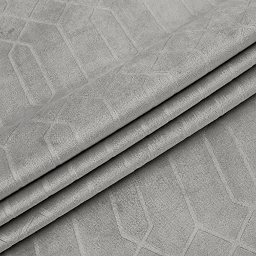 Central Park Gray Velvet Blackout Window Curtain Panels 60%-70% Room Darkening Rod Pocket Back Tab Geometric Embossed Trellis Themal Weave Energy Efficient Bedroom Drapes (52" Wx63 L, 2 Panels) - color: Grey, size: 52"W x 63"L (Pack of 2)