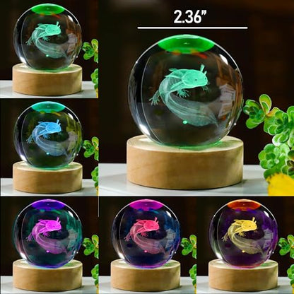 3D Axolotl Gifts for Women Crystals Ball 60mm- Axolotl Figurines Decor Glass Animals Figurine Animal Stuff for Room Birthday for Best Friend Lovers Keepsake Paperweight - style: Axolotl