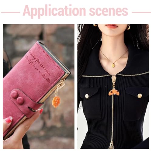 Sparkeads 10Pcs Bread Alloy Resin Zipper Replacement Slider,Cute Zippers Sliders for Sewing,Metal Zipper Pull Replacement for DIY Tailor Craft Bag Luggage Clothing Wallet Costume Jacket Supplies-Food - style: Food